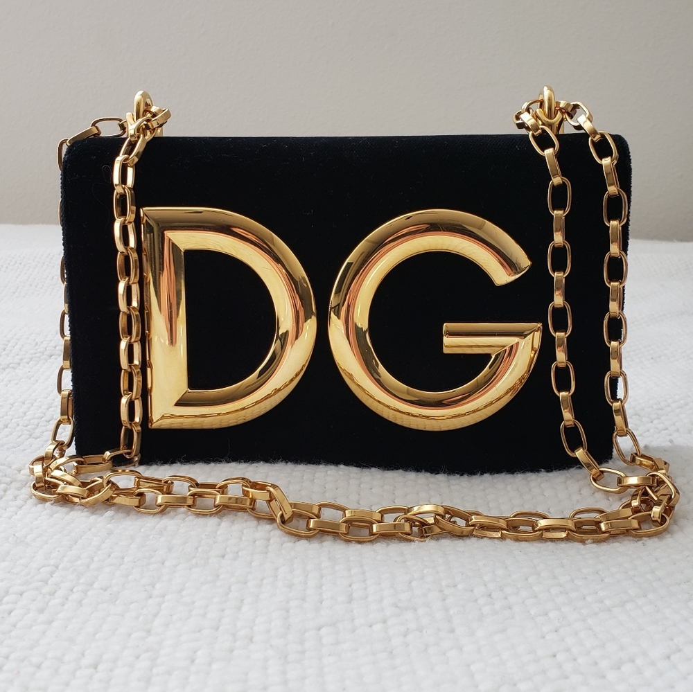Dolce and Gabanna DG girls velvet shoulder bag